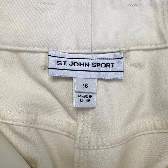 ST JOHN Sport Off White Jeans 5 Pocket Stretch Spring Nautical Preppy Womens 16 - Picture 3 of 11